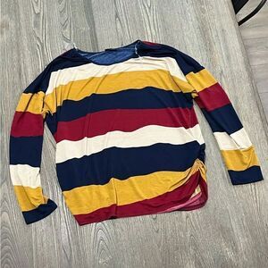 Zenobia Striped Long Sleeve T-Shirt Colorblock Crewneck Multicolor Size XL